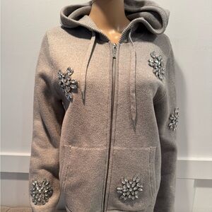 Gray Hoodie with Crystal Embellishments by Michael Kors